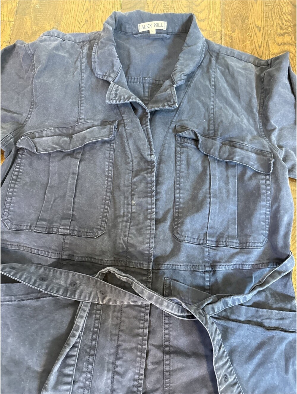 Alex Mill Utility Denim Jumpsuit Women’s L – Belted Workwear One Piece – Blue – - Picture 3 of 7
